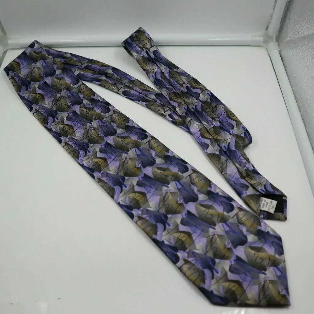 J Garcia Tie Purple Brown Artwork Art Vintage 2005 Jerry 100% Silk Mens